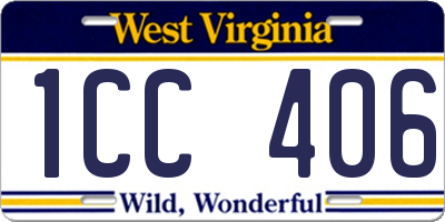 WV license plate 1CC406