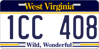 WV license plate 1CC408