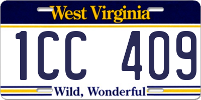 WV license plate 1CC409