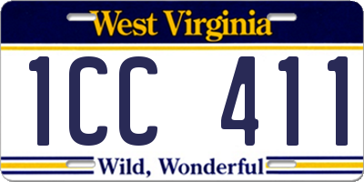 WV license plate 1CC411