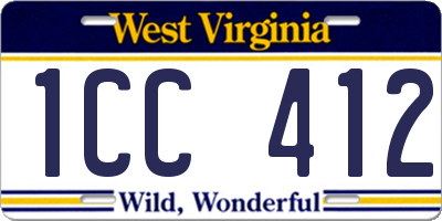 WV license plate 1CC412