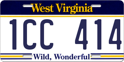WV license plate 1CC414