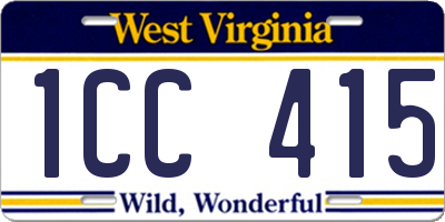 WV license plate 1CC415