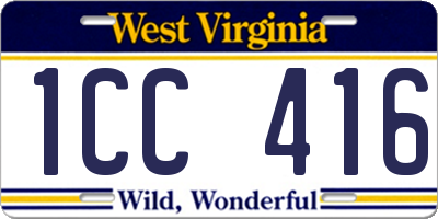 WV license plate 1CC416