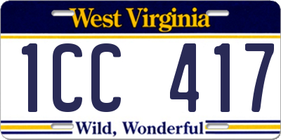 WV license plate 1CC417