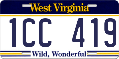 WV license plate 1CC419