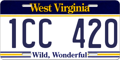 WV license plate 1CC420