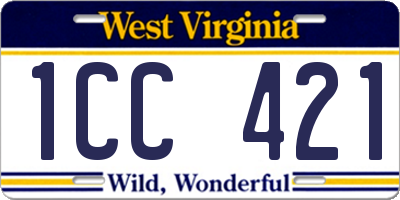 WV license plate 1CC421