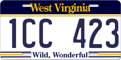 WV license plate 1CC423