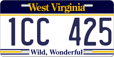 WV license plate 1CC425