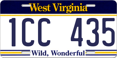 WV license plate 1CC435
