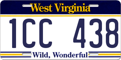 WV license plate 1CC438