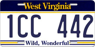 WV license plate 1CC442