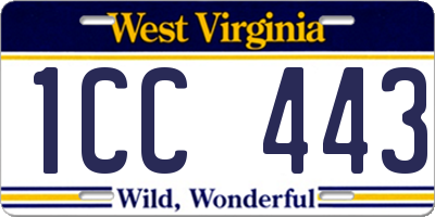 WV license plate 1CC443