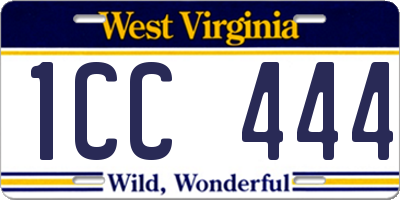 WV license plate 1CC444