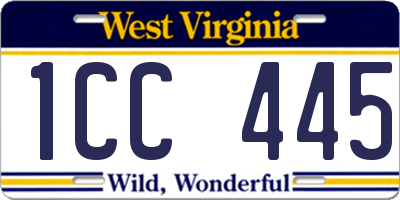WV license plate 1CC445