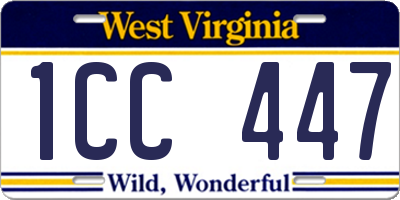 WV license plate 1CC447