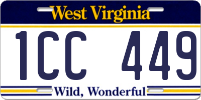 WV license plate 1CC449