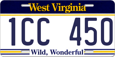 WV license plate 1CC450