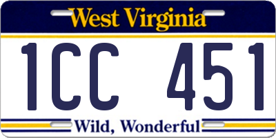 WV license plate 1CC451