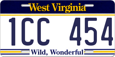WV license plate 1CC454