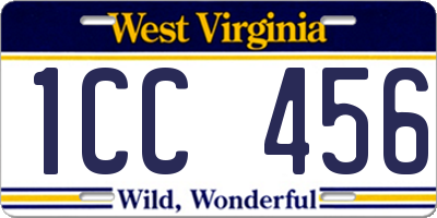 WV license plate 1CC456