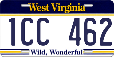 WV license plate 1CC462