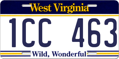 WV license plate 1CC463