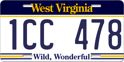 WV license plate 1CC478
