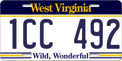 WV license plate 1CC492