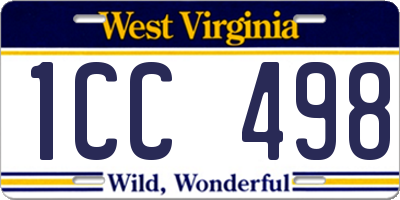 WV license plate 1CC498
