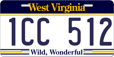 WV license plate 1CC512