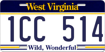 WV license plate 1CC514