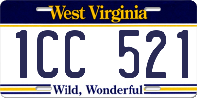 WV license plate 1CC521