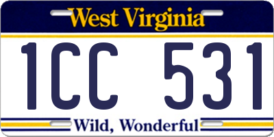 WV license plate 1CC531