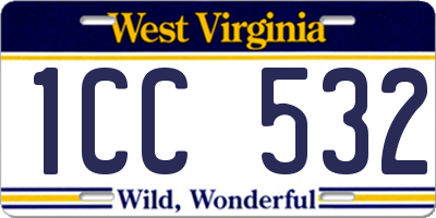 WV license plate 1CC532