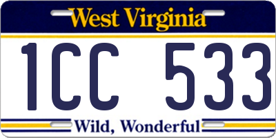 WV license plate 1CC533