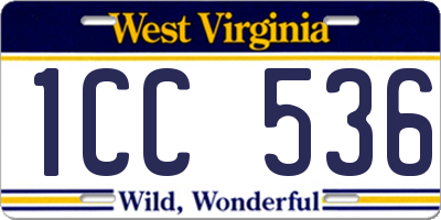 WV license plate 1CC536