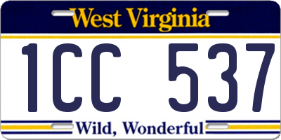 WV license plate 1CC537