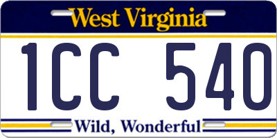 WV license plate 1CC540
