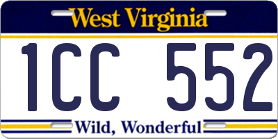 WV license plate 1CC552