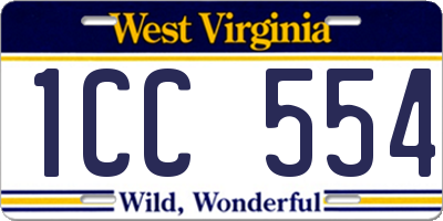 WV license plate 1CC554
