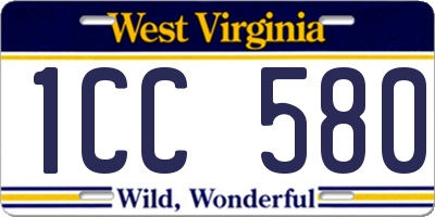 WV license plate 1CC580