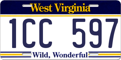 WV license plate 1CC597