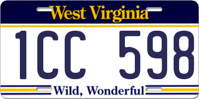 WV license plate 1CC598