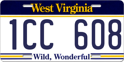 WV license plate 1CC608