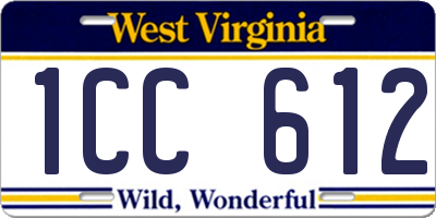 WV license plate 1CC612
