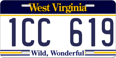 WV license plate 1CC619