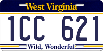 WV license plate 1CC621
