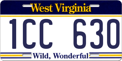 WV license plate 1CC630